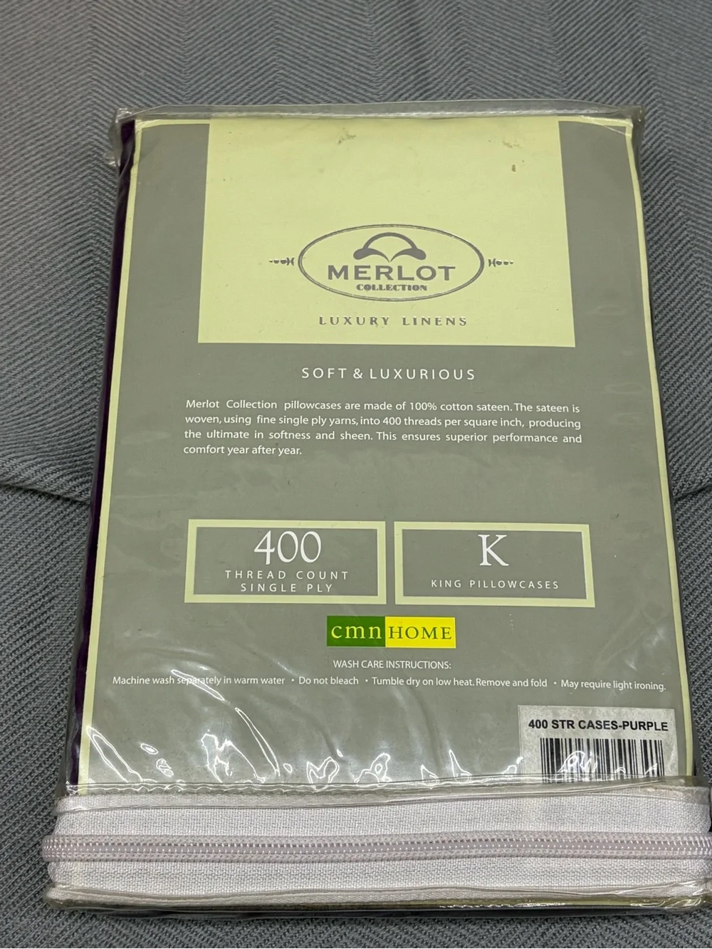 NWT Merlot collection luxury linens, 400 thread count king pillowcases, purple